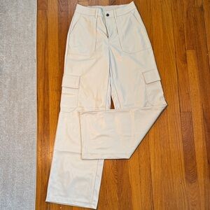 Target Cream Faux Leather Cargo Pants